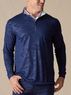 Straight Down Mens Sherman Qtr Zip Golf blue camo sz M